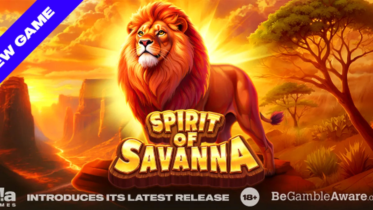 Pemandangan sabana yang luas dengan elemen alam liar dalam permainan slot Spirit of Savanna