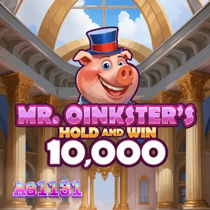 Tampilan visual slot Mr. Oinkster’s Hold & Win 10,000 dengan tema celengan babi yang ceria